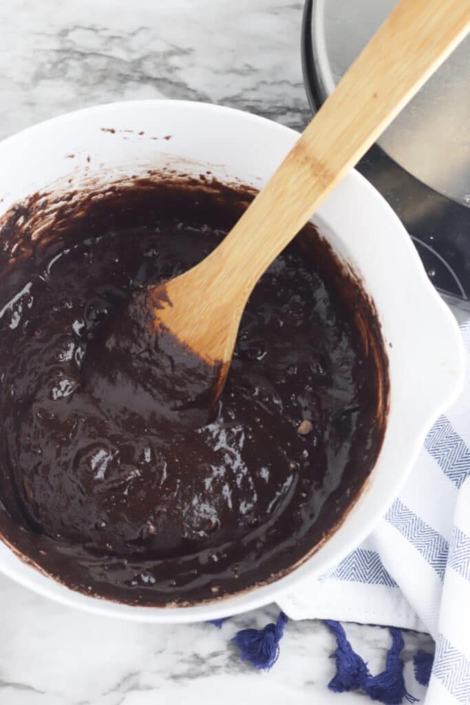 Mixing brownie mix