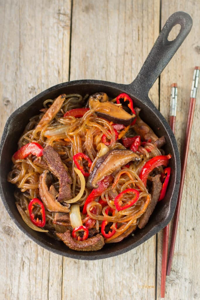 Quick Beed stir Fry with peppers and mushrooms