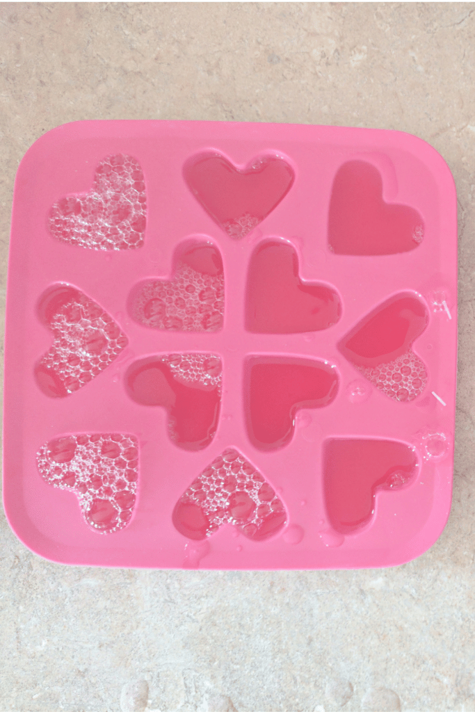 Shower jelly mixture in silicone mold