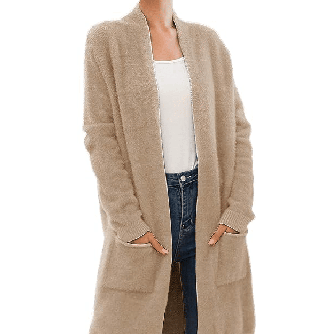 casual sweater long in tan color