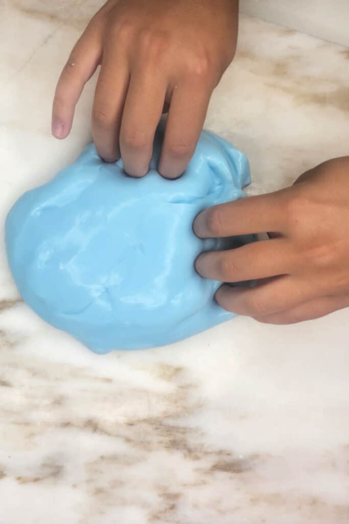 kneading slime together