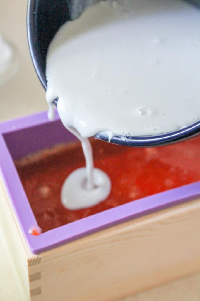 pouring last layer of soap