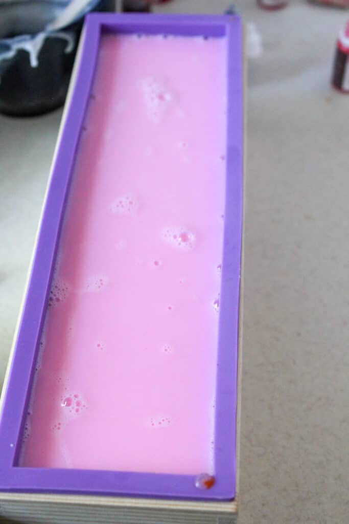 soap mixture in silicone mold