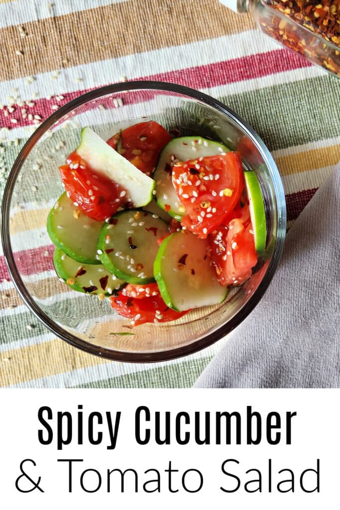 Spice cucumber and tomato salad with seeds