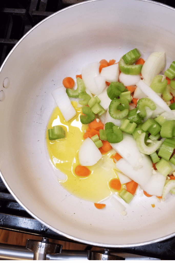 chopped veggies in sauce pan - simple ingredients