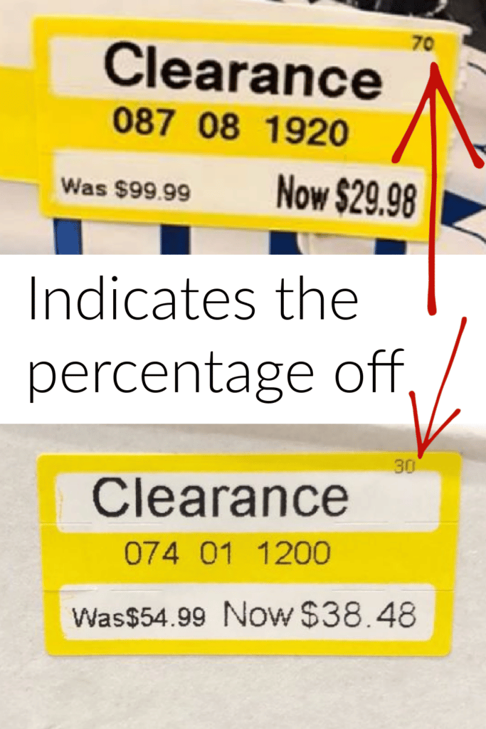 clearance price tags at Target - yellow tag