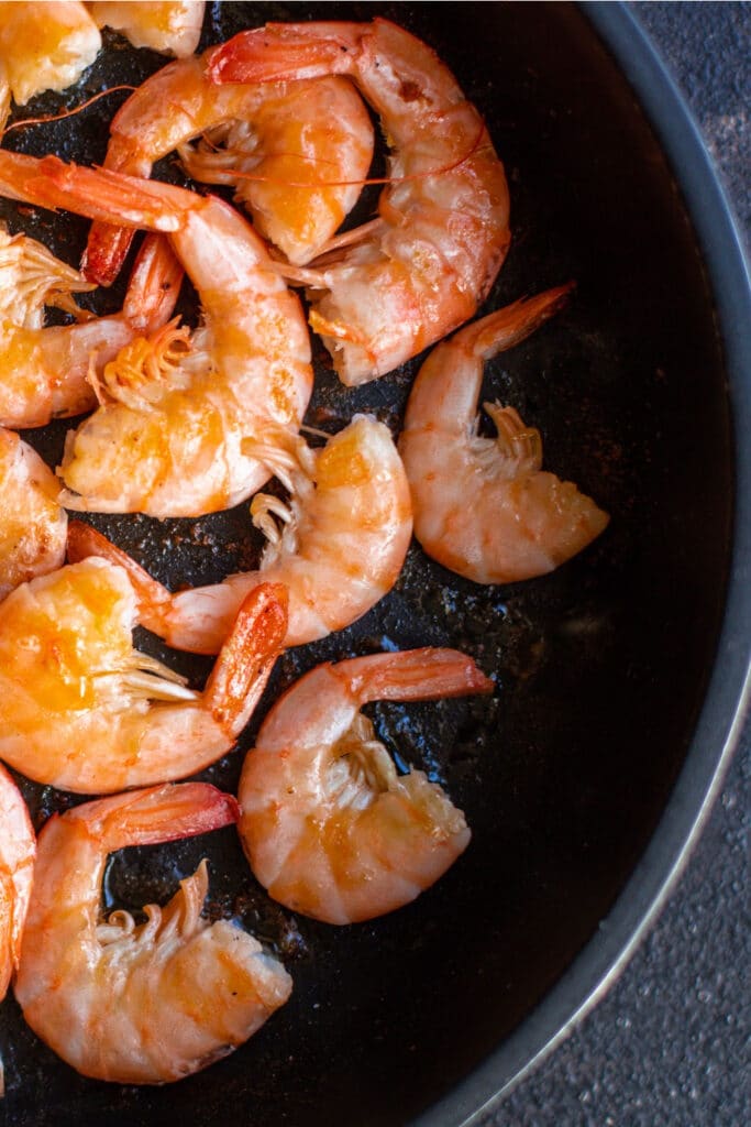 cooking shrimp in saute pan