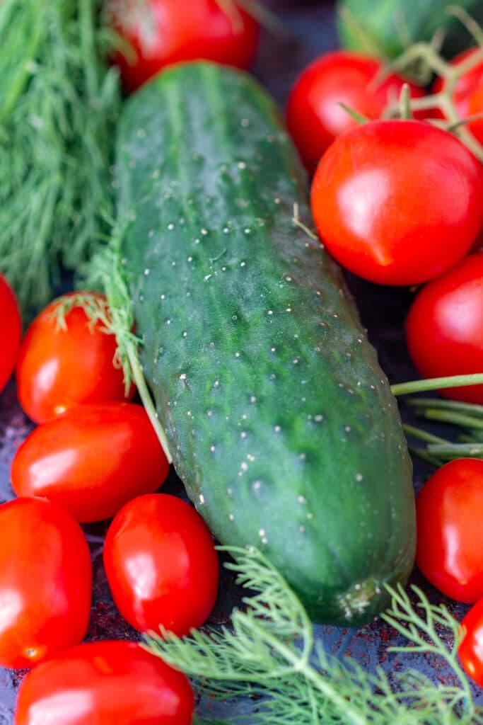 cucumber and tomatoes