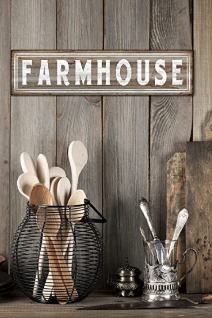 farmhouse sign hanging on wall - fun idea