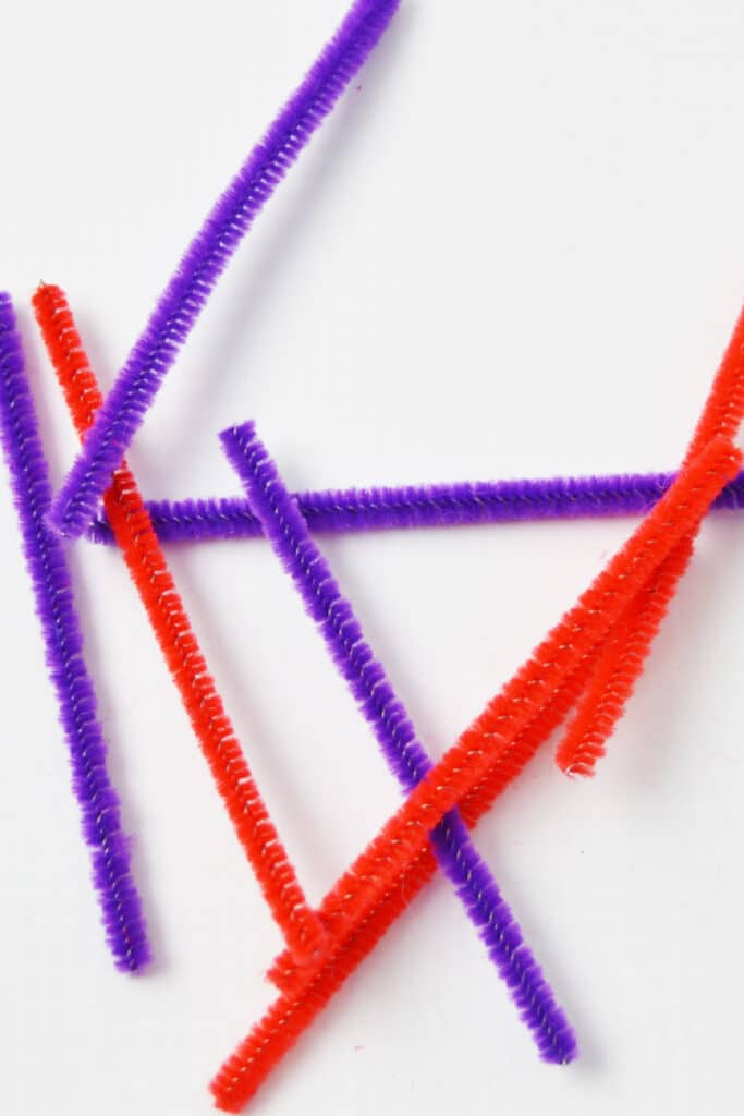 red and purple pipe cleaners