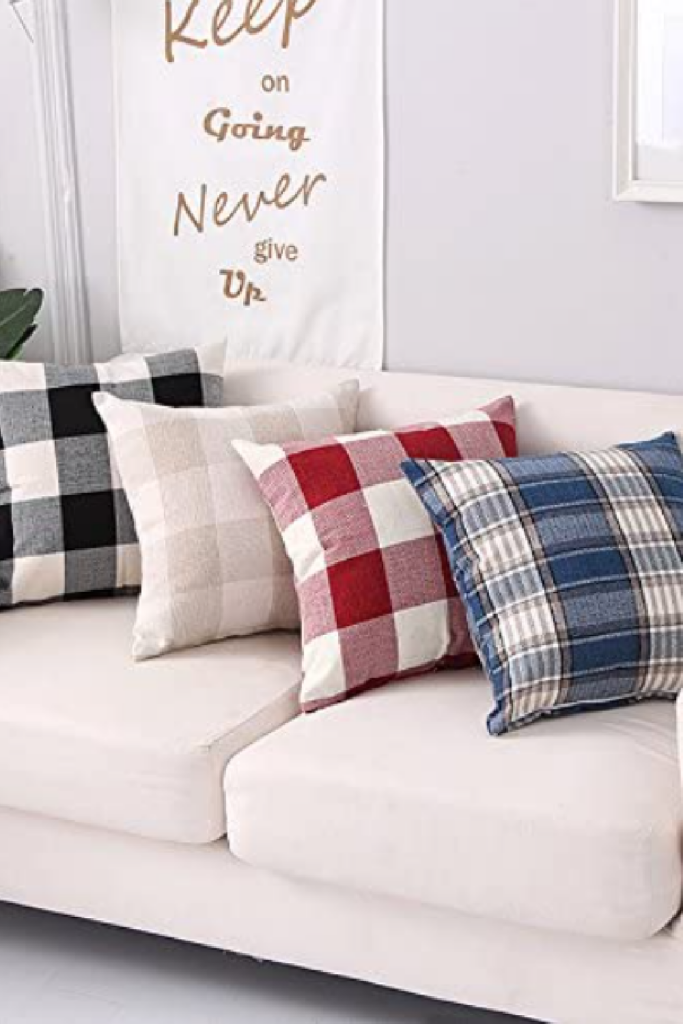 plaid pillow case covers - adds a pop of color to any room in your house.