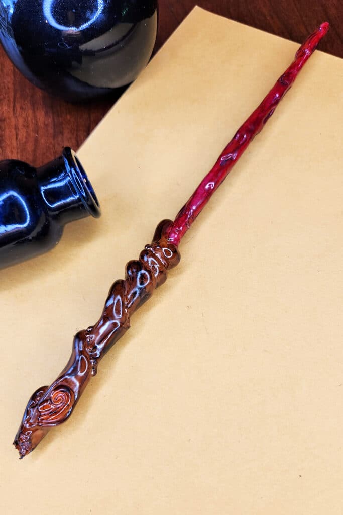 Finished Harry Potter Wand colored in brown and red