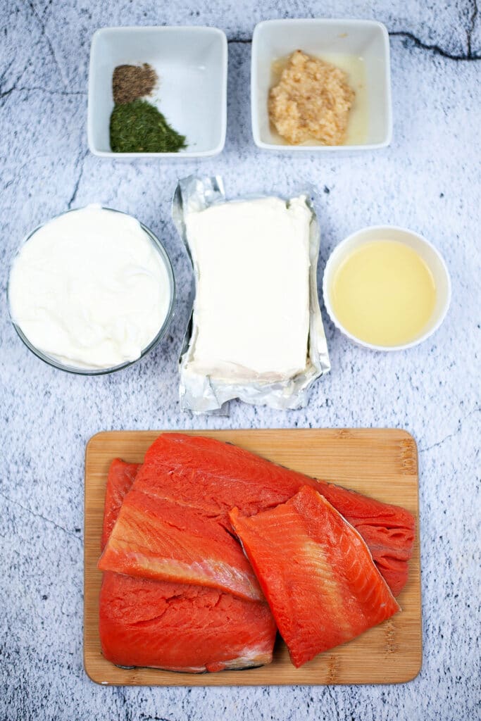Ingredients for salmon dip
