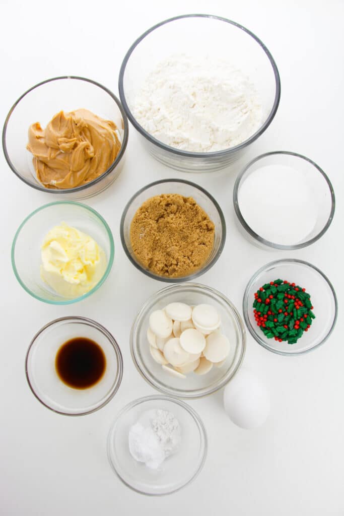 Ingredients needed for Christmas Peanut butter cookies