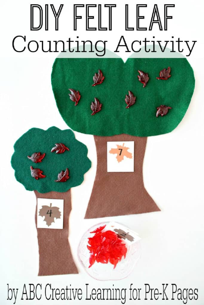 Leaf counting creative craft with leaves