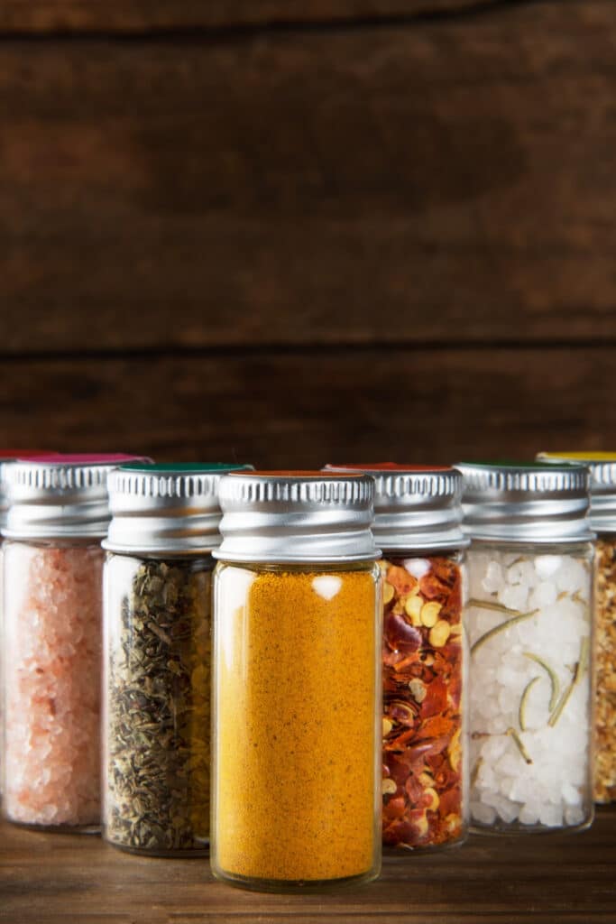 storing spices in glass jars