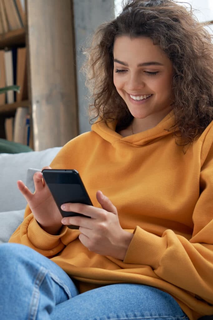 woman shopping online with phone