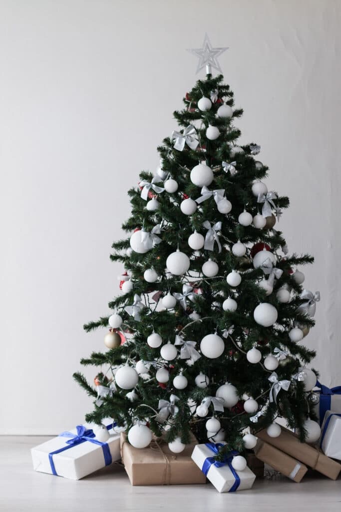 Christmas tree how to store -pictured fake christmas tree with white lights