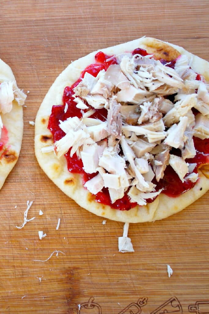 Cover flatbread with leftover turkey