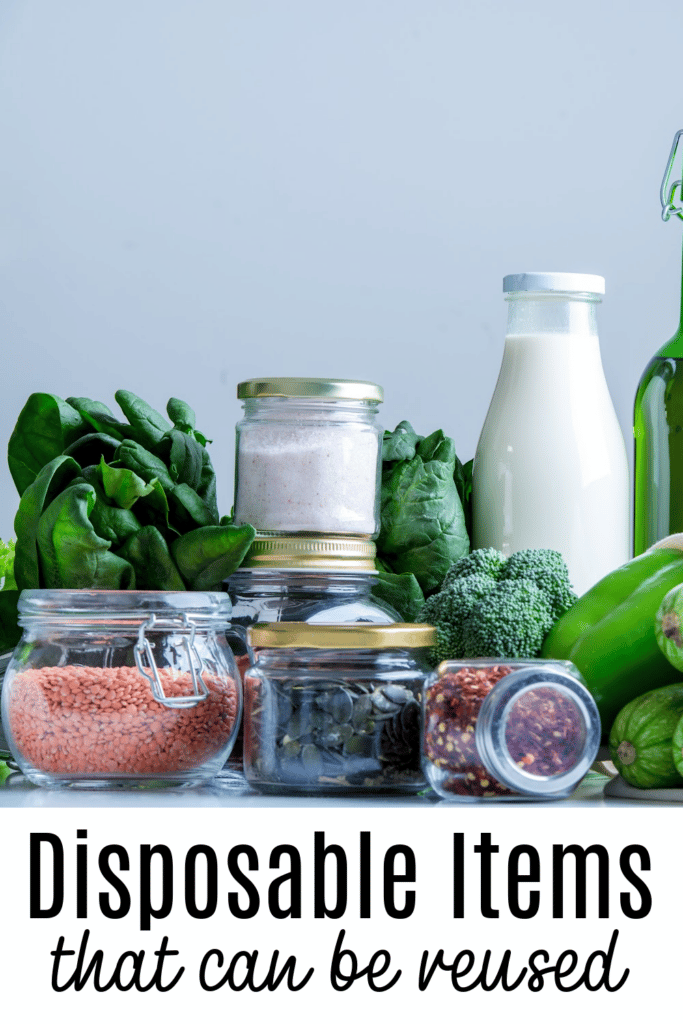 Disposable items than can be reused - pictured various types of jars