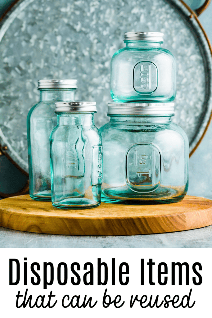 Disposable items than can be reused - pictures lazy Susan with multiple sized jars