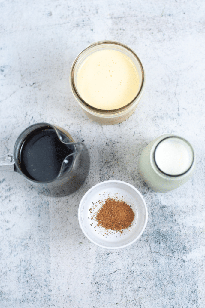 Ingredients for eggnog latte