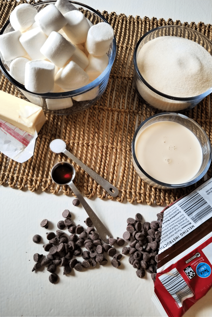 Ingredients for marshmallow Fudge