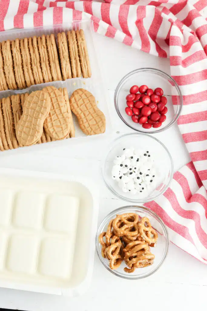 Ingredients for nutter butter reindeer cookies