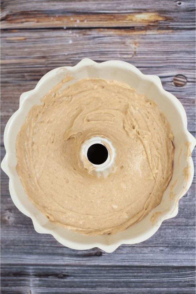 eggnog batter in bundt cake