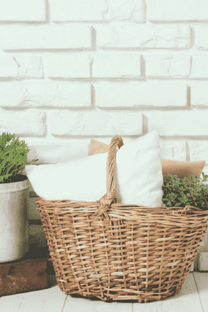 organized living room baskets