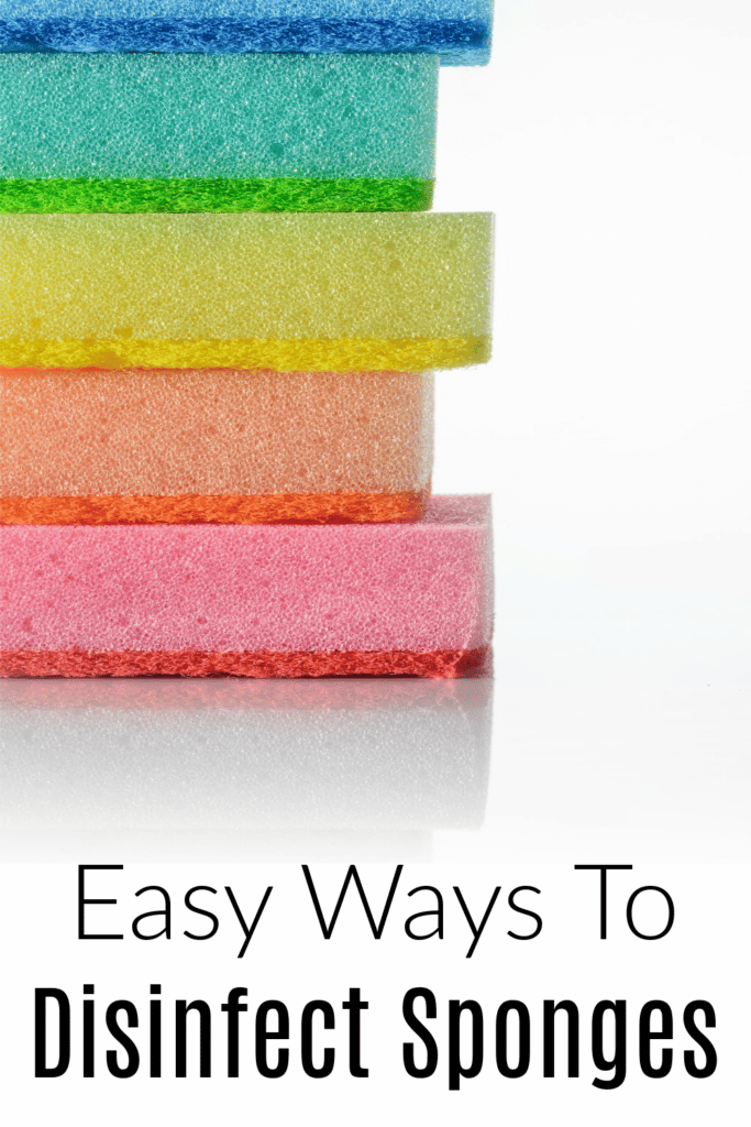 Easy ways to disinfect sponges  - pictured kitchen cleaning sponges in different colors stacked