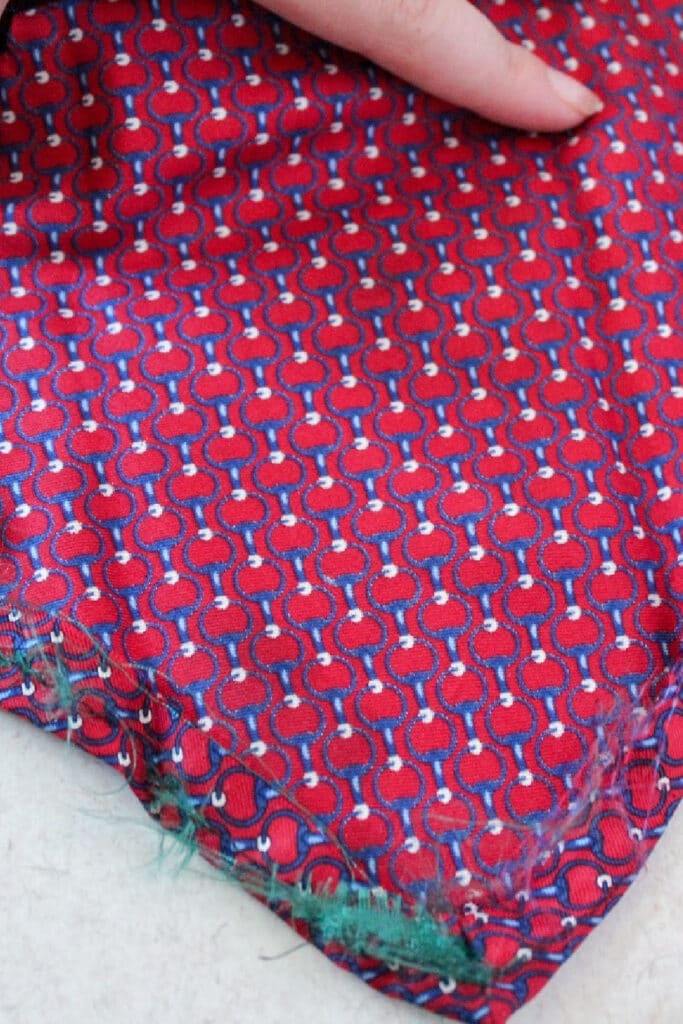 red and blue colored silk tie for egg dying - decorating for easter