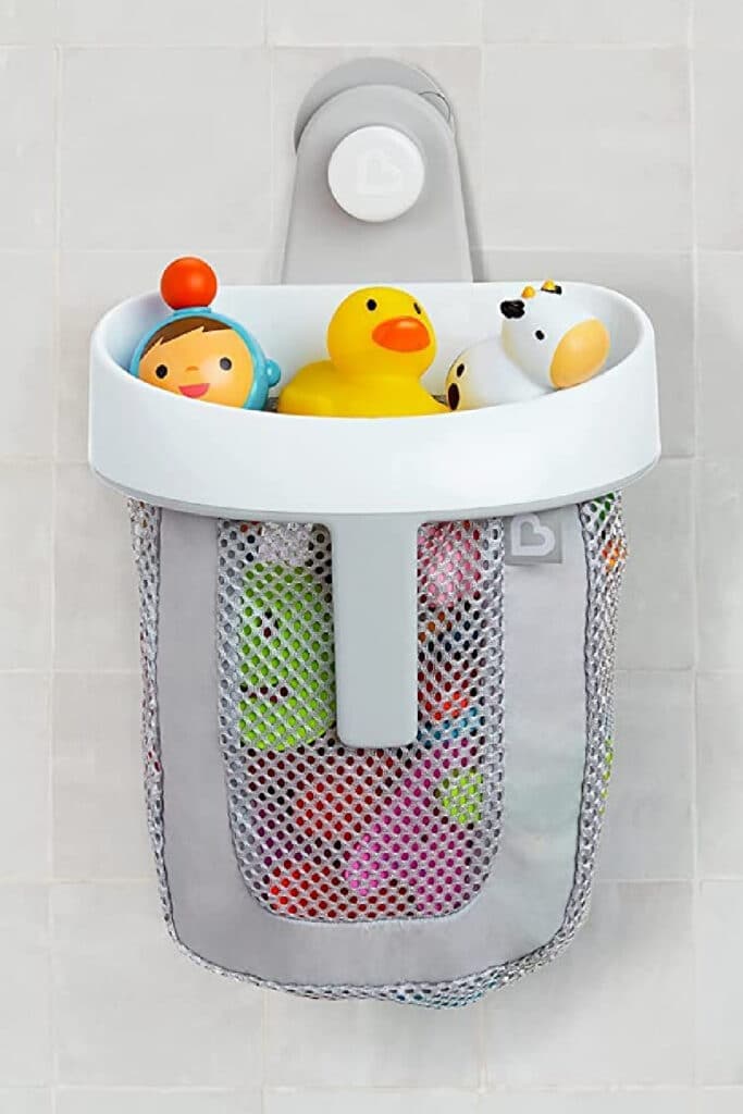 Munchkin® Super Scoop™ Hanging Bath Toy Storage stick on storage