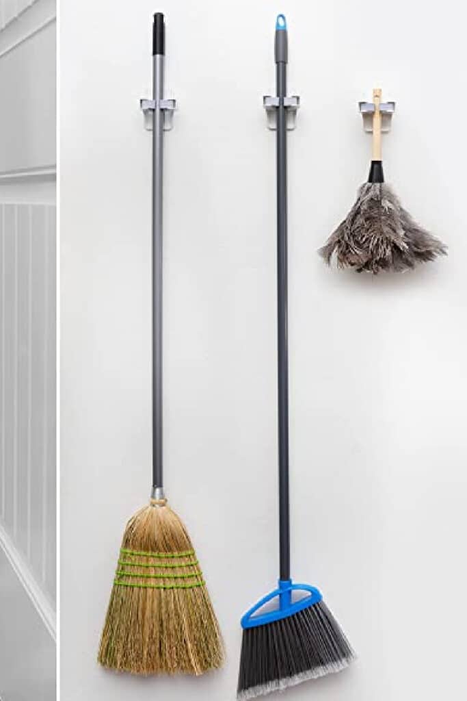 broom organizer clips that hangs on wall without screws or nails