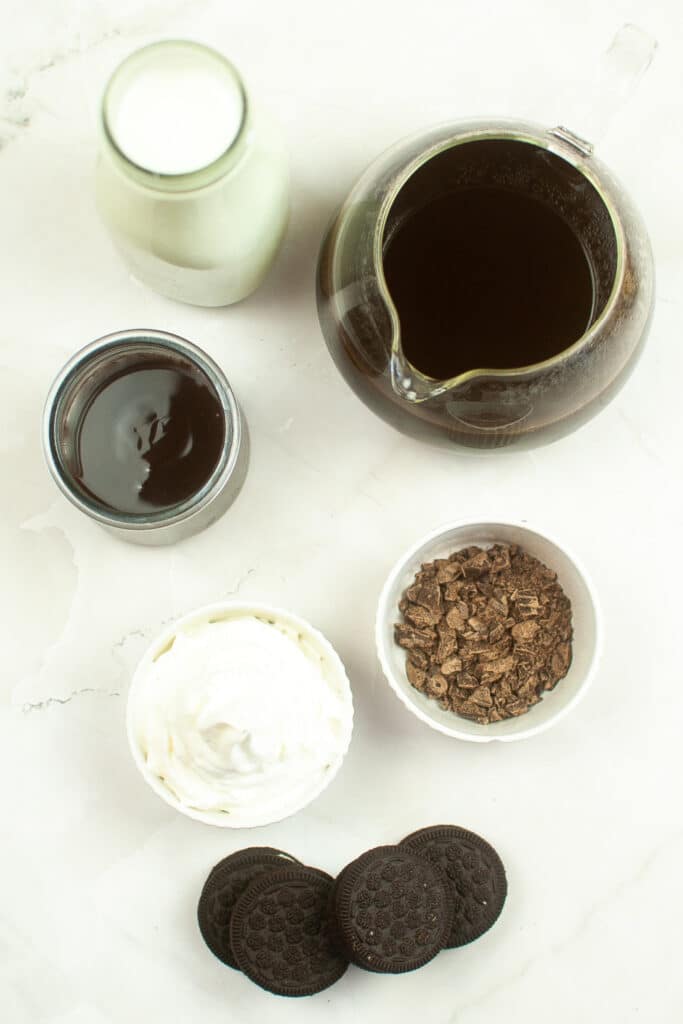 ingredients for mocha cookie frappuccino