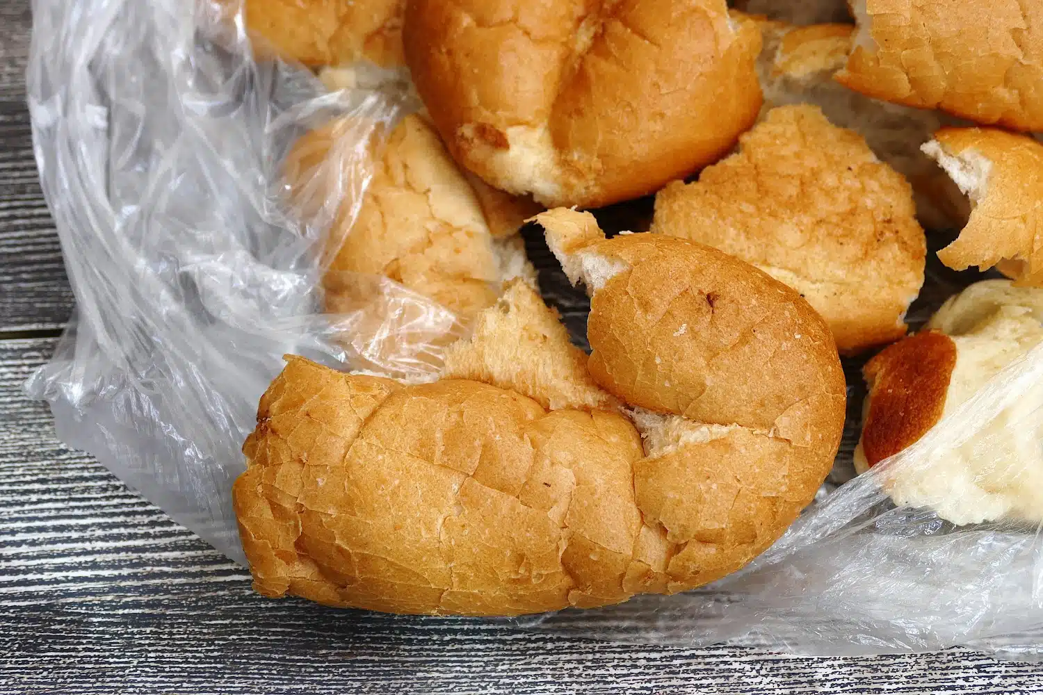 Stale bread in a bag
