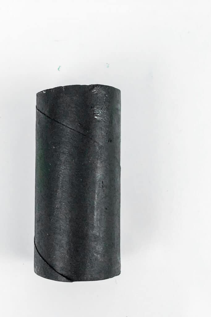 painted toilet paper tube in black color