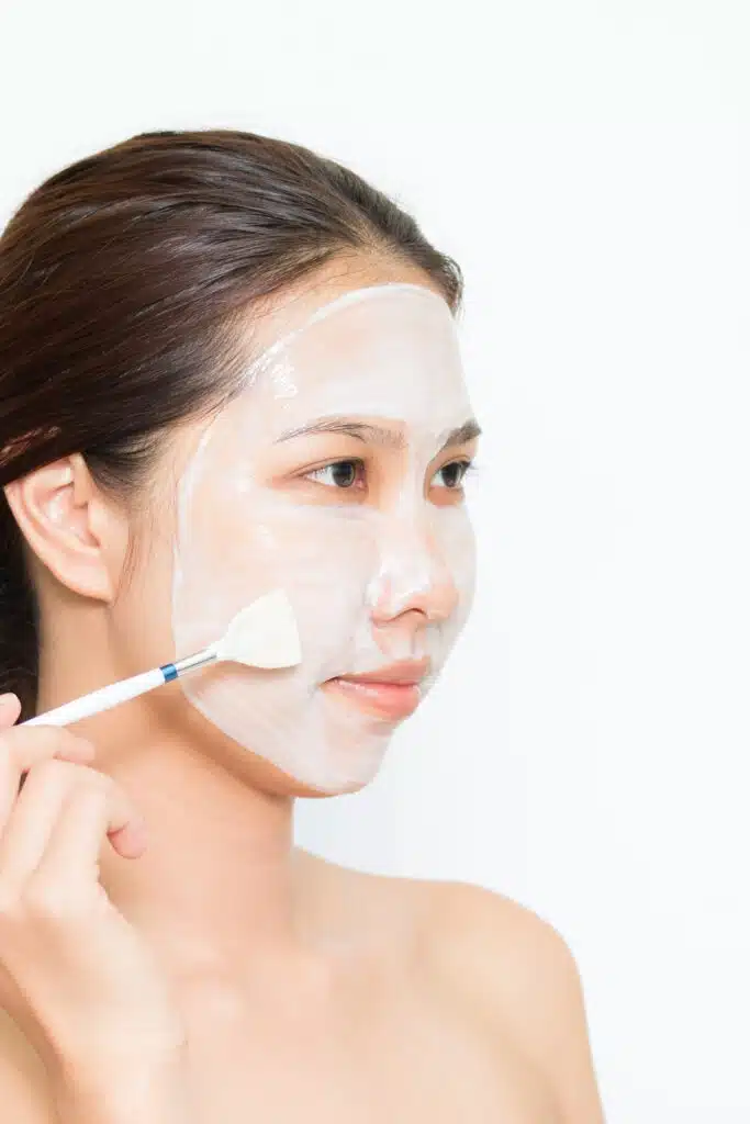 yogurt facial being applied to face