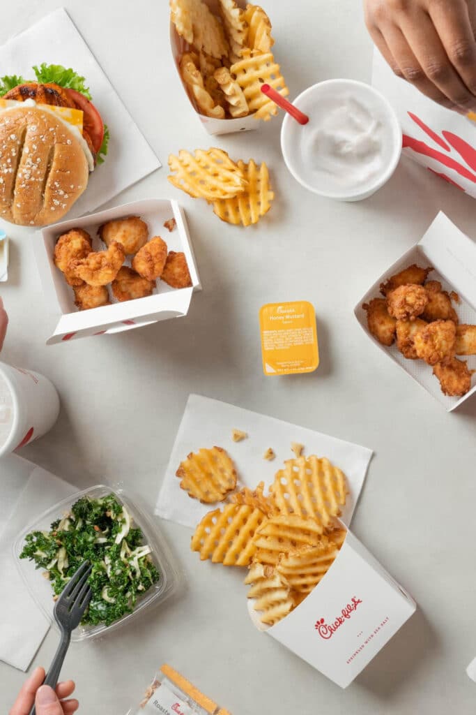 Chick fil a - picture of chic fil a spread of food