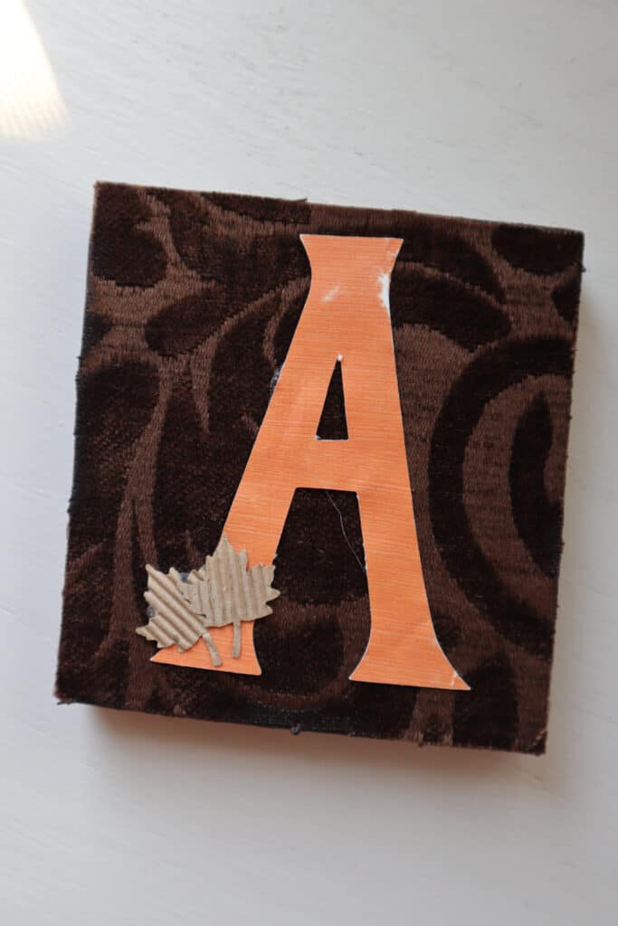 Letter "a" on wood block