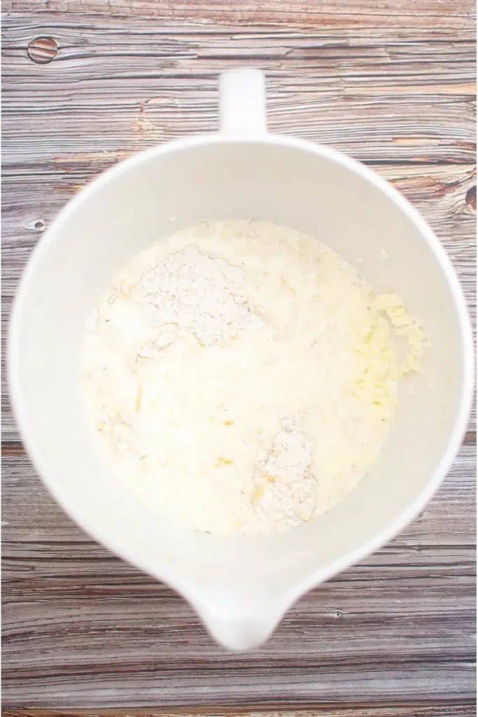 batter ingredients in large bowl
