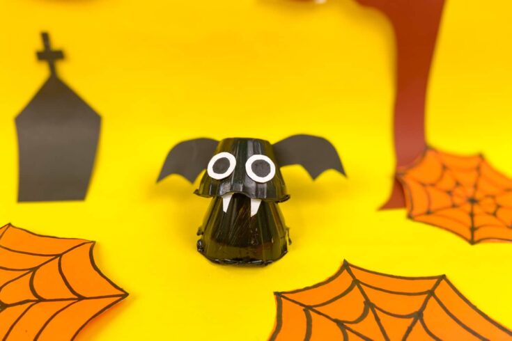 cute halloween bat made from egg carton