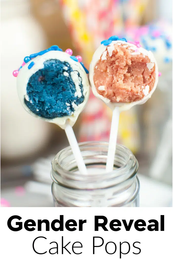 gender reveal cake pops in glass jar 1