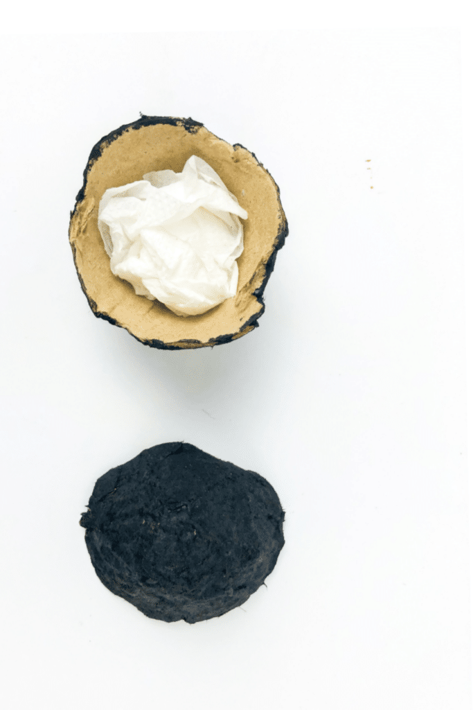 tissue inside egg cup for filling