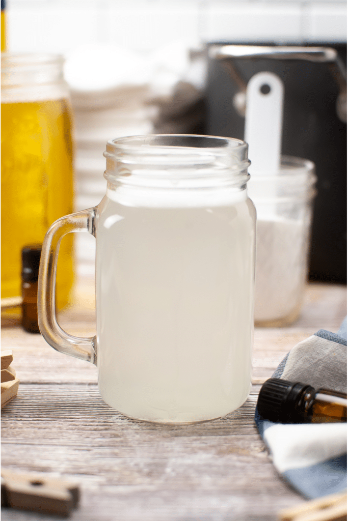 Homemade laundry detergent in jar