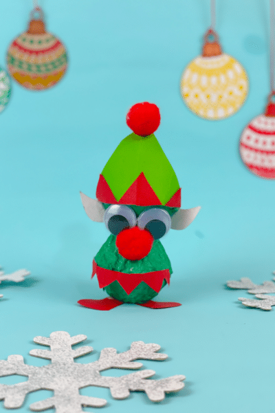 Completed Elf Egg Carton Craft