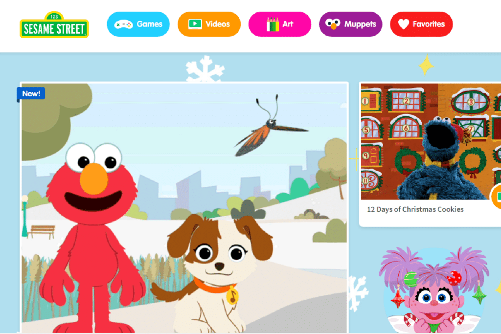 Sesame Street Online Screen shot of learning website