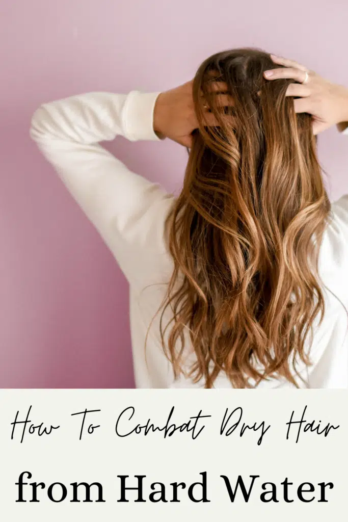 How to fix hair that is dry from hard water - pictured back of woman's hair 