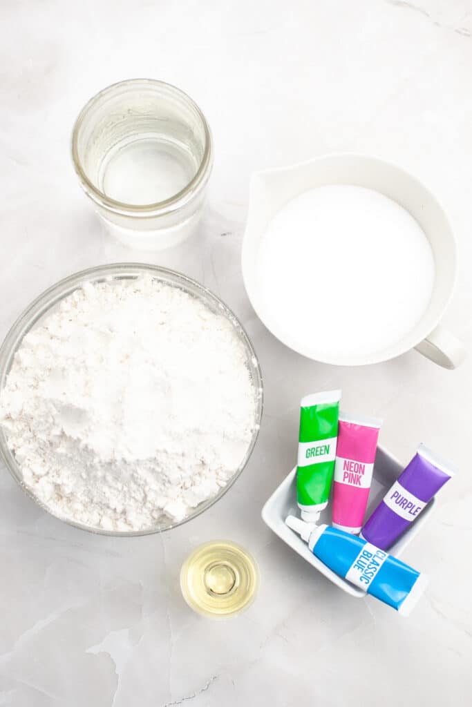 Basic ingredients for DIY playdough recipe