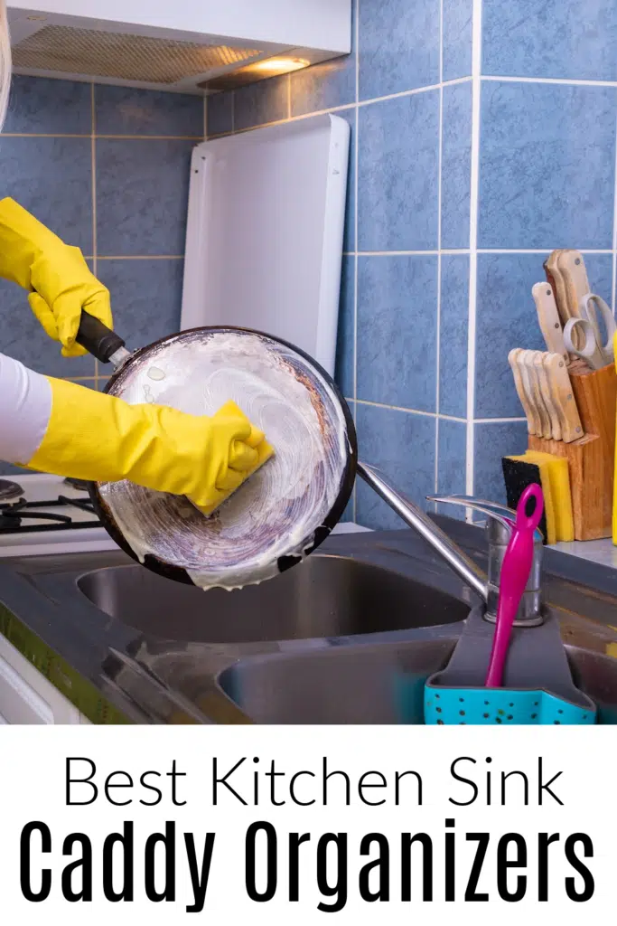 best sink caddy organizers pictured woman cleaning dishes